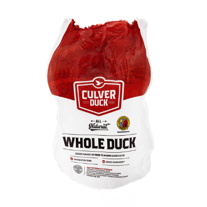 Culver All Natural Whole Duck, Head/Feet off, Premium Quality, Frozen 4.5-5.5 lb