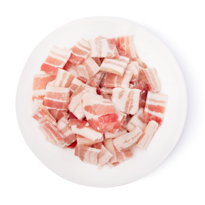Thin Sliced Pork Belly , Skin on for Stir Fry , Frozen 1 lb