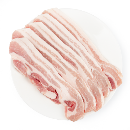 Pork Belly Skinless, Sliced 6mm, Frozen 1 lb