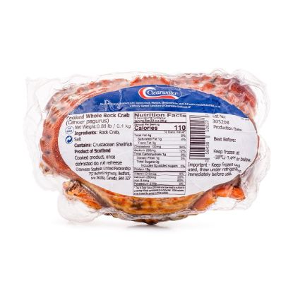 Clearwater Whole Cooked Rock Crab Frozen 400-600 g