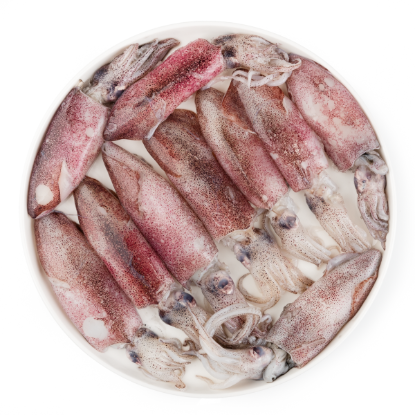 All Natural Wild Caught Loligo Squid with Roe 1 lb