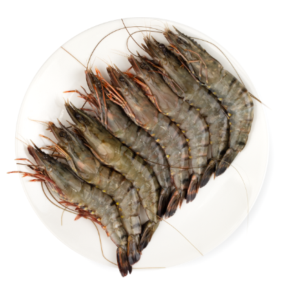 Jumbo Black Tiger Head On Shell On Prawns 08/12ct 1 lb