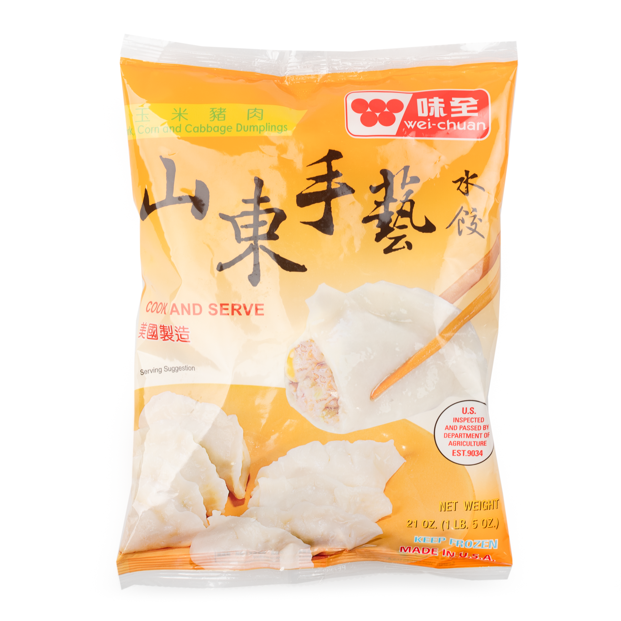 Wei Chuan Pork, Corn, and Cabbage Dumplings Frozen 21 oz