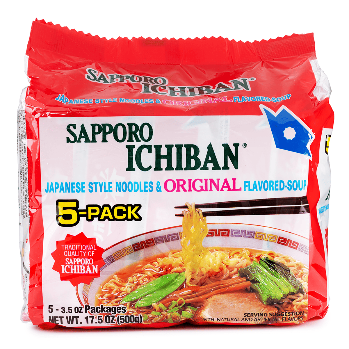 Sapporo Ichiban Instant Noodle, Original Flavor 5pk 17.5 oz