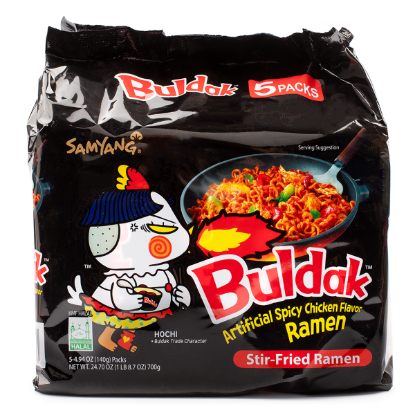 Samyang Buldak Ramen Black, Hot Chicken Flavor 140 g*5 each