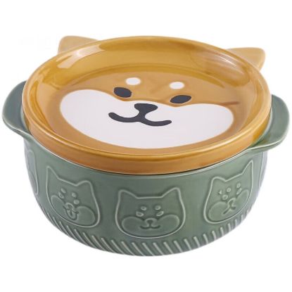 Cartoon Ceramic Instant Noodle Bowl With Lid 850ml 1 count