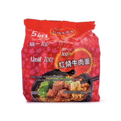 Unif 100 Instant Noodle Artificial Roasted Beef Flavor 5pk 540 g