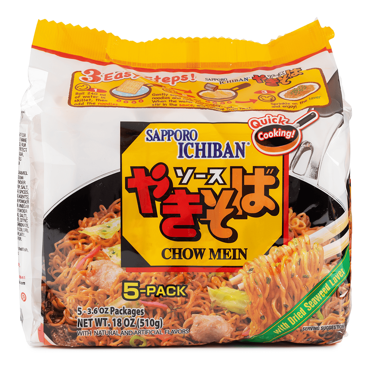 Sapporo Ichiban Instant Noodle, Yakisoba 5pk 18 oz