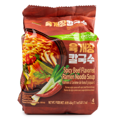 Pulmuone Spicy Beef Flavored Ramen Noodle Soup 121 g*4 each
