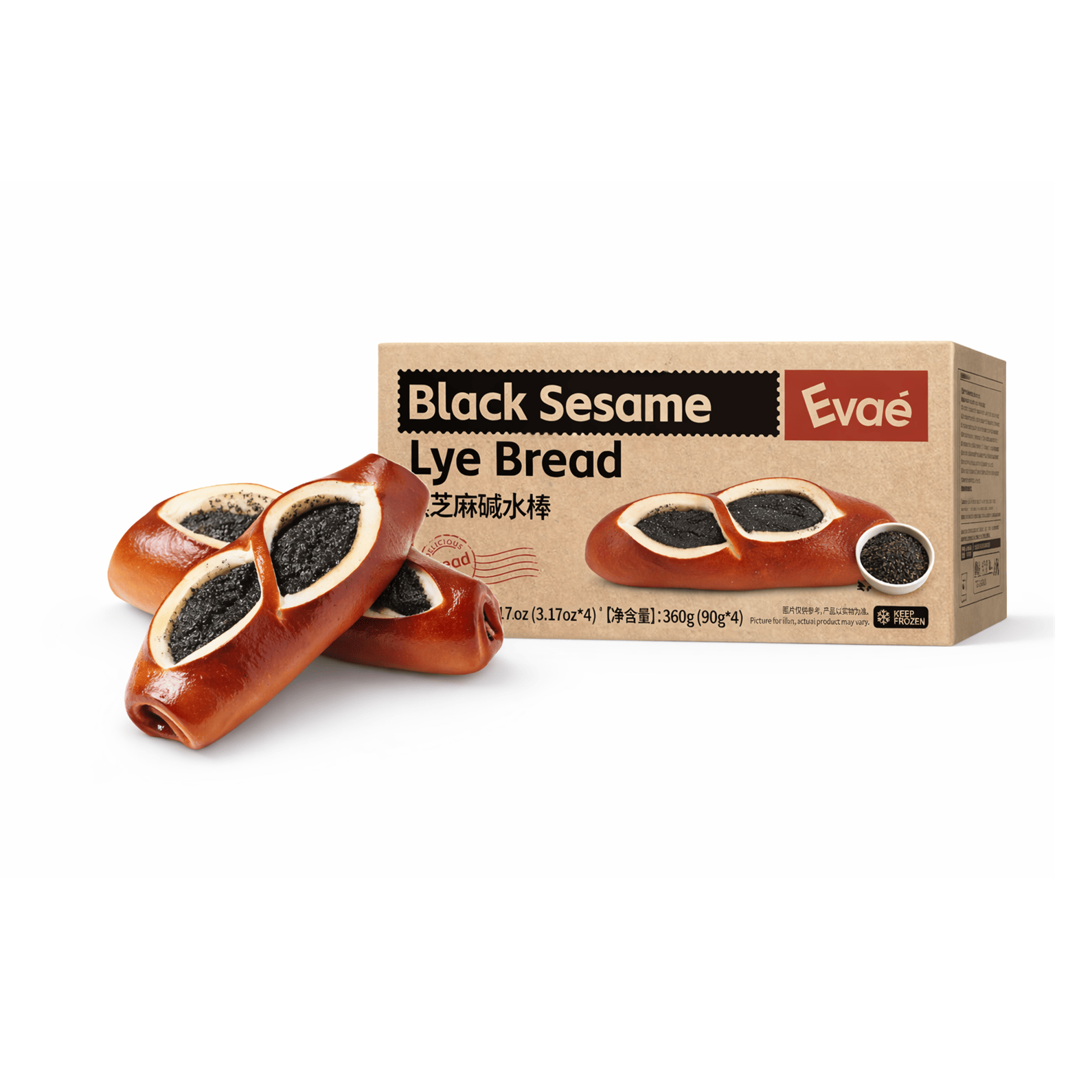 Evae Black Sesame Lye Bread 4PC 320 g