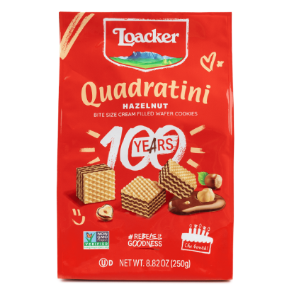 Loacker Quadratini Bite-Size Wafer Cookies, Hazelnut Flavor 250 g