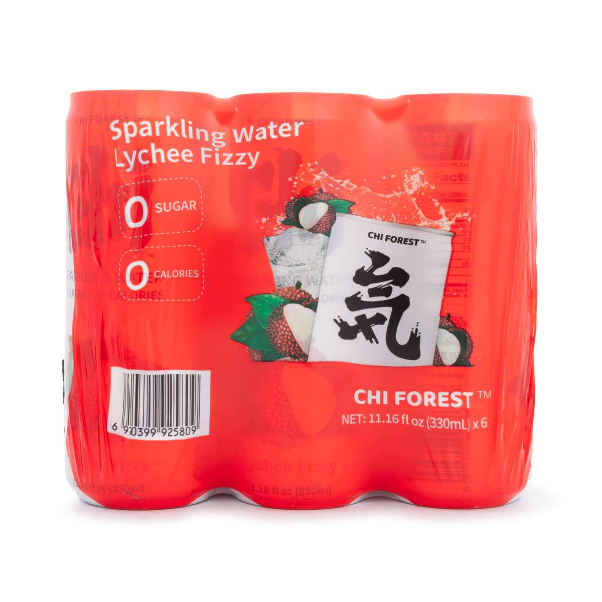 Genki Forest Sparkling Water, Lychee Fizzy Flavor 330 ml*6 can