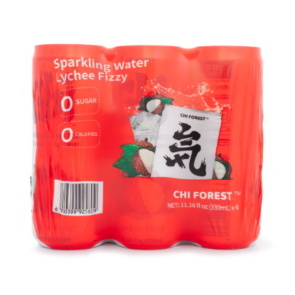 Genki Forest Sparkling Water, Lychee Fizzy Flavor 330 ml*6 can