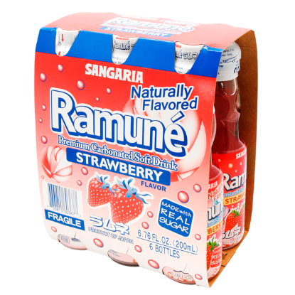 Sangaria Ramune Soft Drink Strawberry Flavor 6pack 200 ml*6 bottles