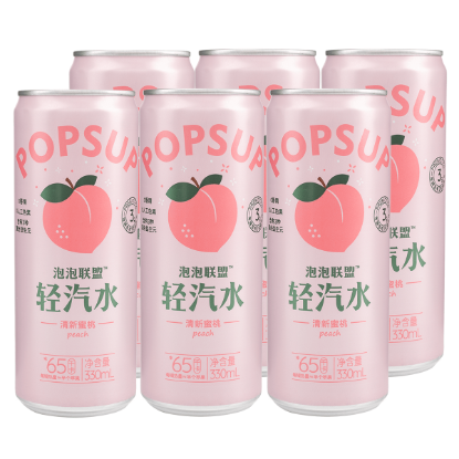 POPSUP PEACH SODA DRINK 330 ml*6 cans