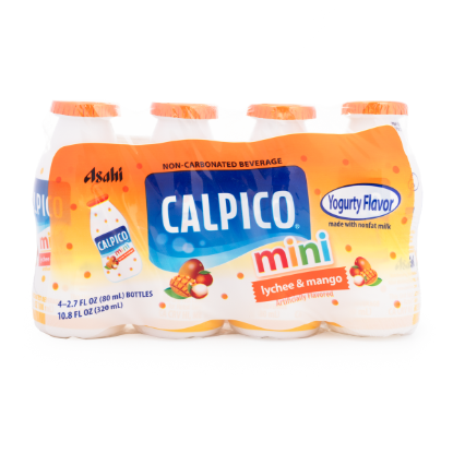 Calpico Mini Non-Carbonated Soft Drinks, Lychee Mango Flavor 2.7 fl.oz*4 bottles