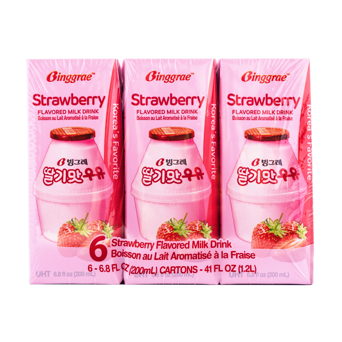 Binggrae Milk Drink Strawberry Flavor 200 ml*6 pack