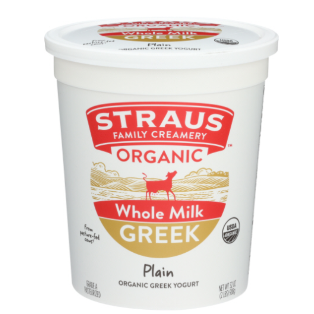 Straus Organic Whole Milk Greek Plain Yogurt 32 oz