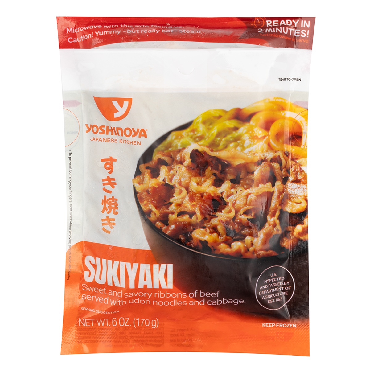 Yoshinoya Sukiyaki Beef with Udon and Cabbage FZN 6 oz