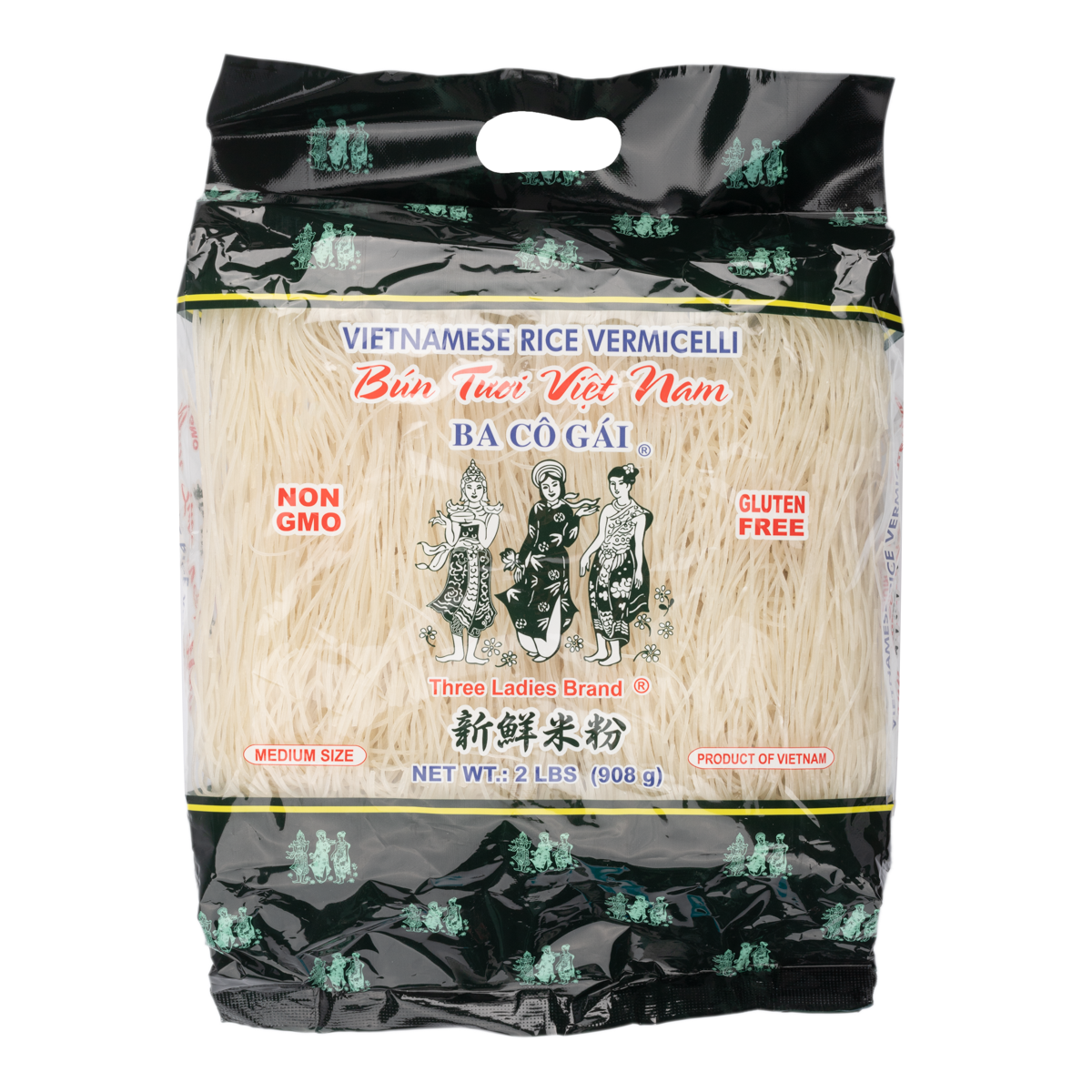 Three Ladies Brand Vietnamese Rice Vermicelli Medium Size 32 oz