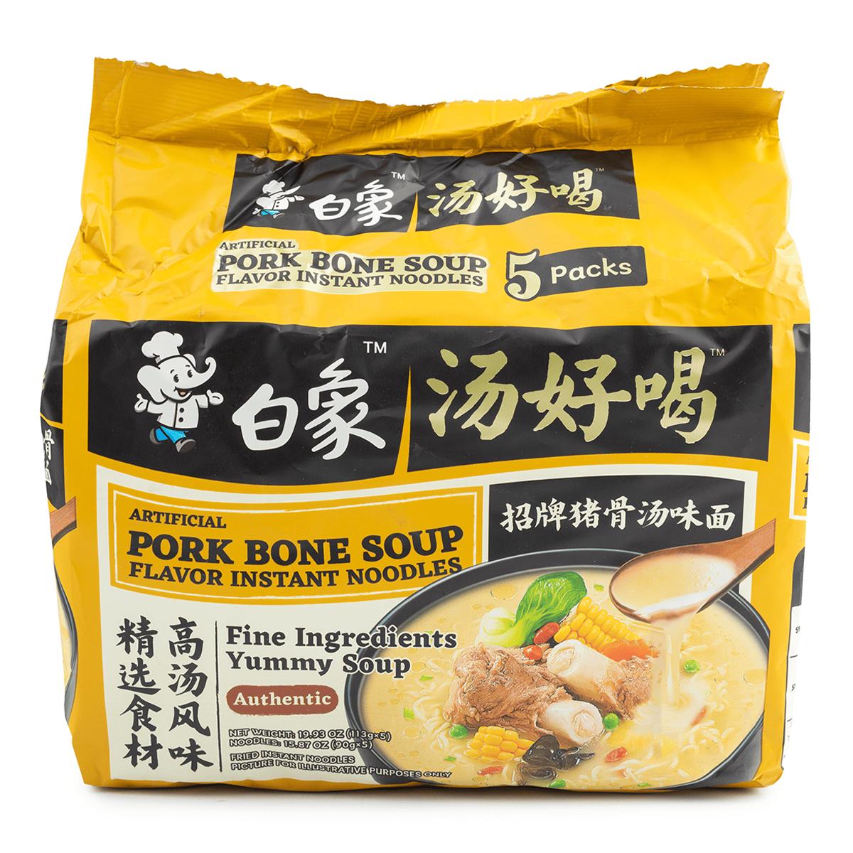 Baixiang Instant Noodles, Pork Bone Soup 5ct 565 g