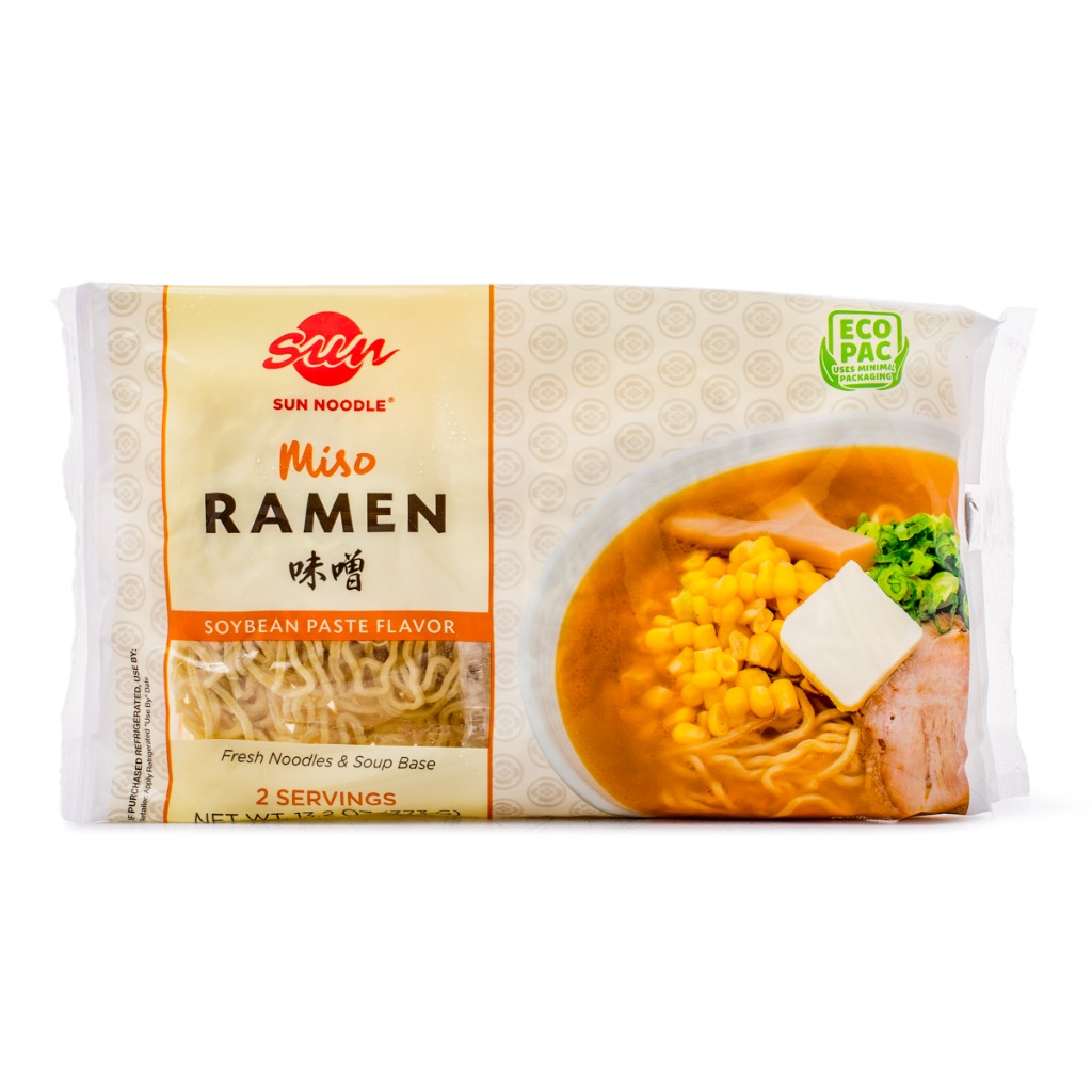 Sun Noodle Miso Ramen Soybean Paste Flavor, Frozen (2 Servings) 13.2 oz