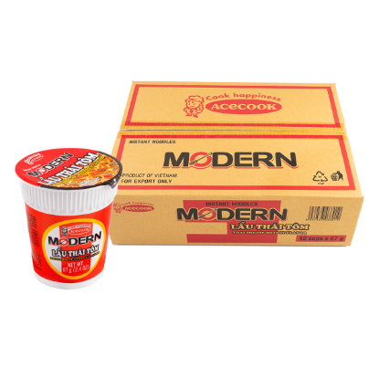 Acecook Modern Cup Noodles, Thai Shrimp Hot Pot Flavor (12 cups) 67 g
