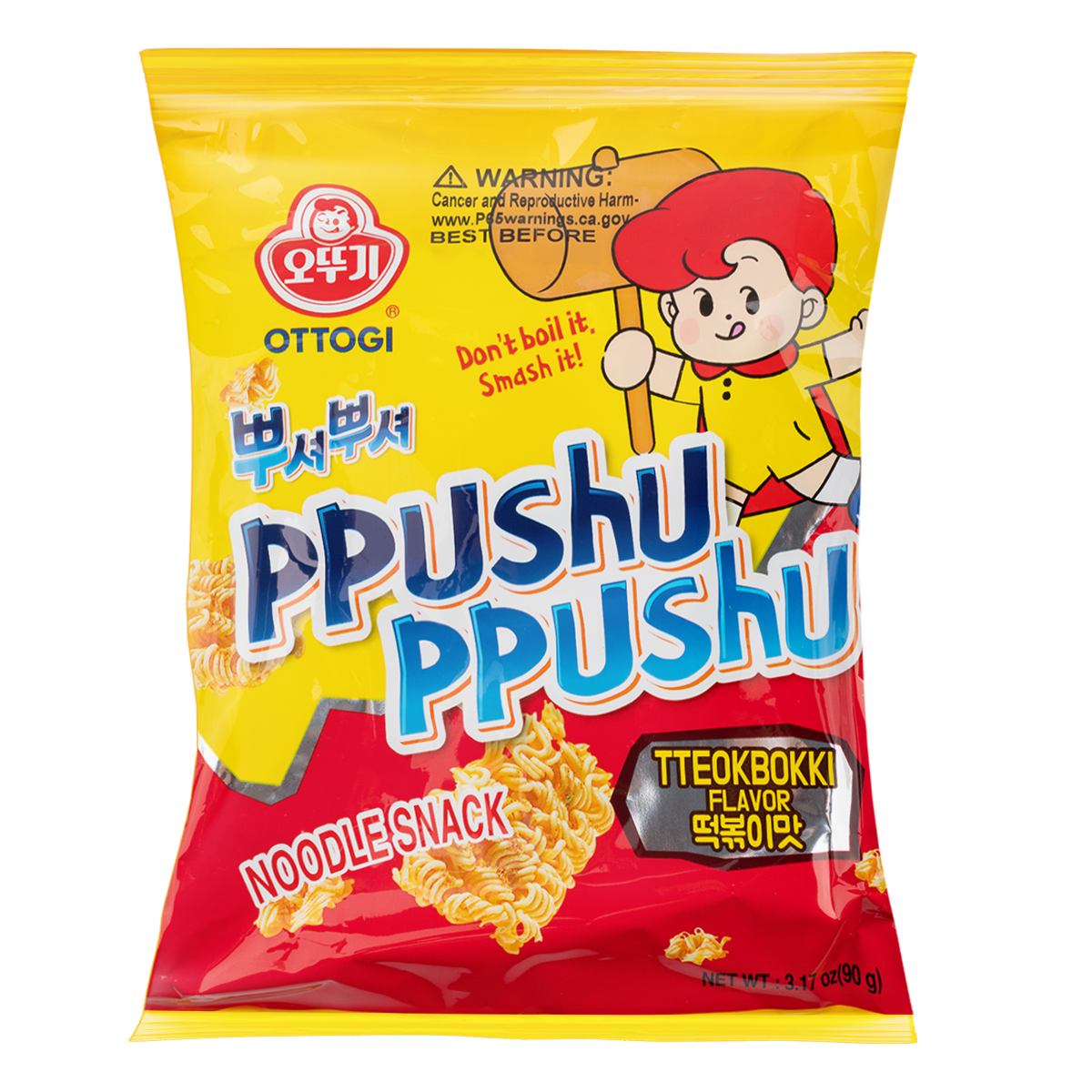 Otoki Ppushu Ppushu Noodle Snack, Spicy Rice Cake Flavor 89 g
