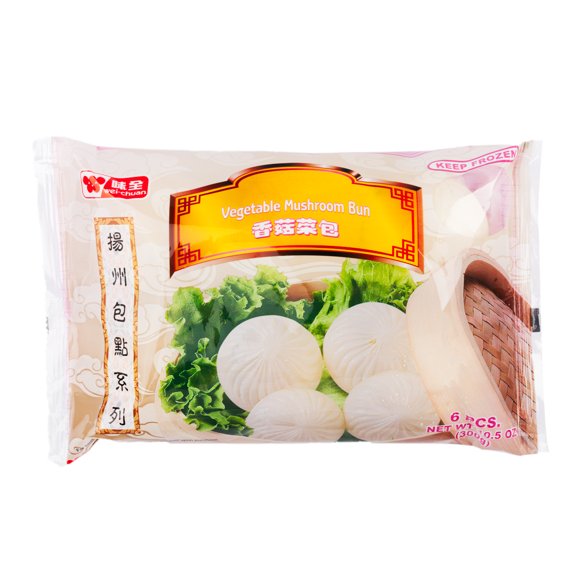 Wei Chuan Vegetable Mushroom Bun 6pcs, Frozen 300 g