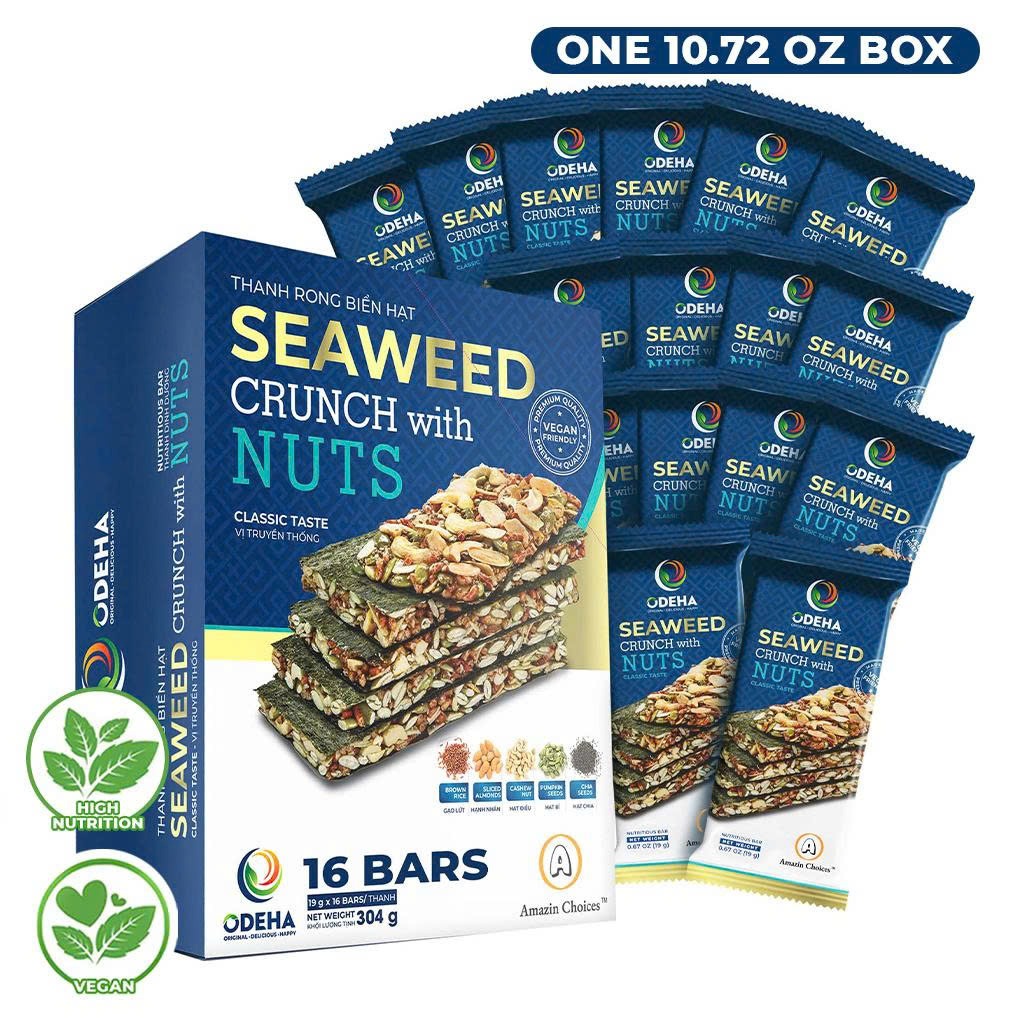 Seaweed Crunch with Nuts - Classic 304gr - 16 Bars 1 box