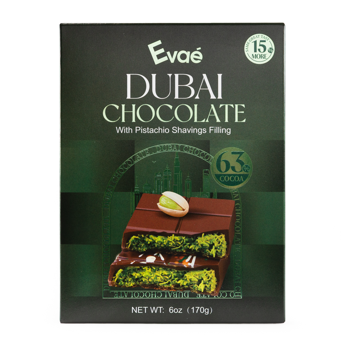 Evae Dubai Chocolate with Pistachio Shavings Filling 170 g