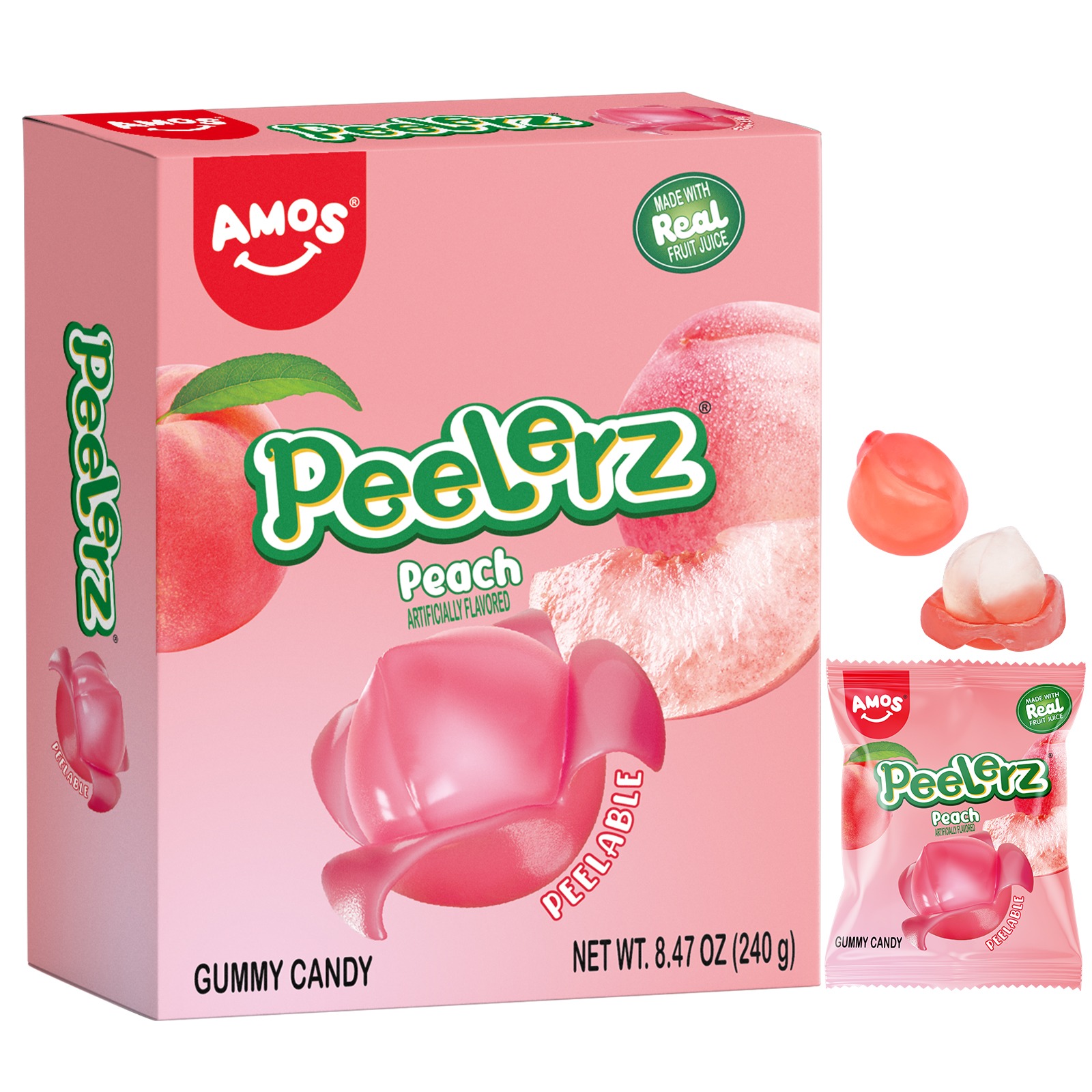 Amos Peelzer Gummy Peach Peeling Candy(10ct) 8.47 oz