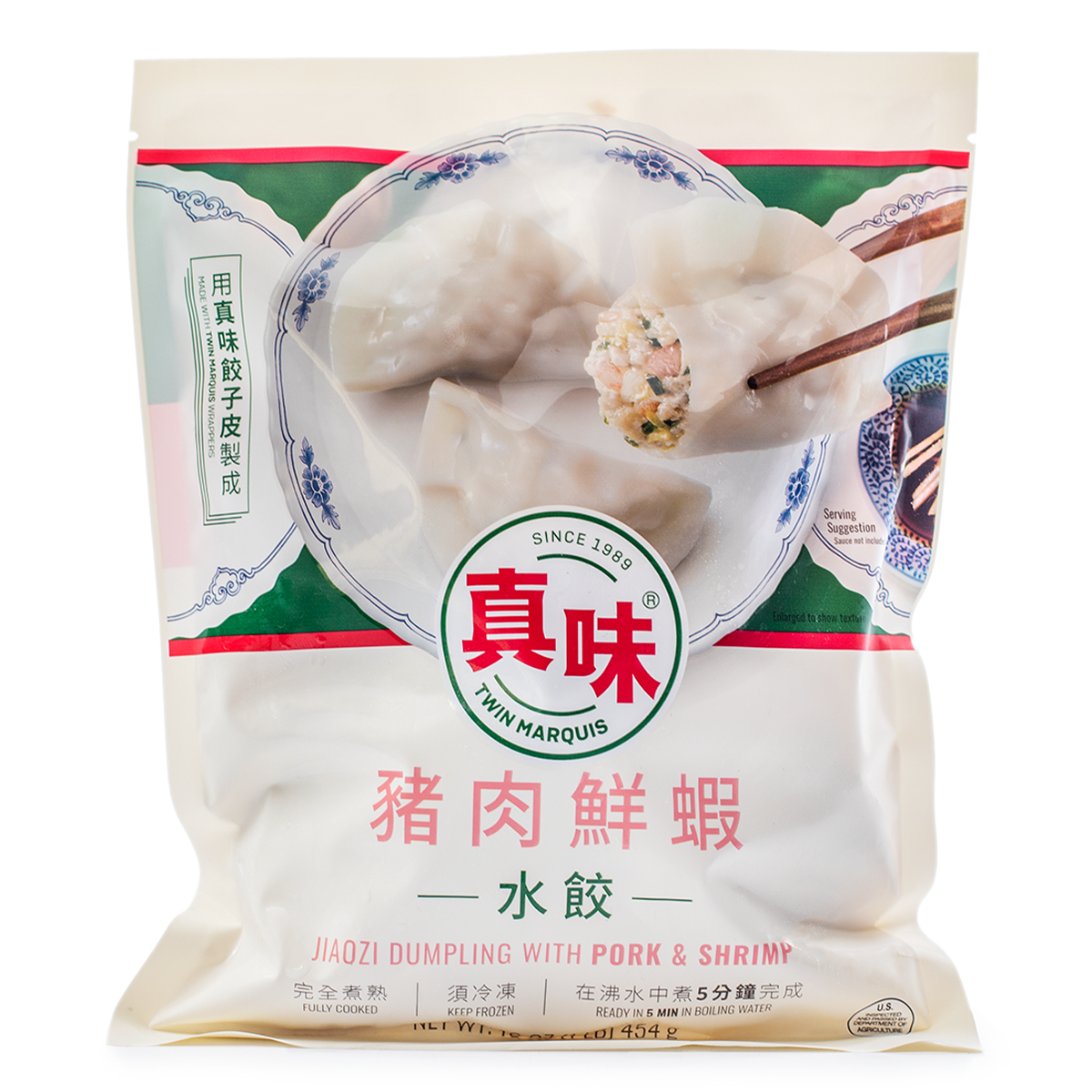 Twin Marquis Jiaozi Dumpling with Pork and Shrimp, Frozen 1 lb