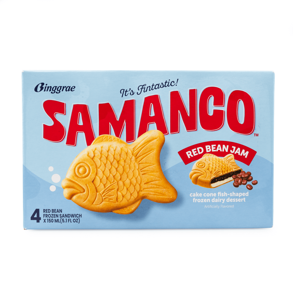 Binggrae Samanco Vanilla Sandwich with Red Bean Paste 5.1 fl.oz*4 counts