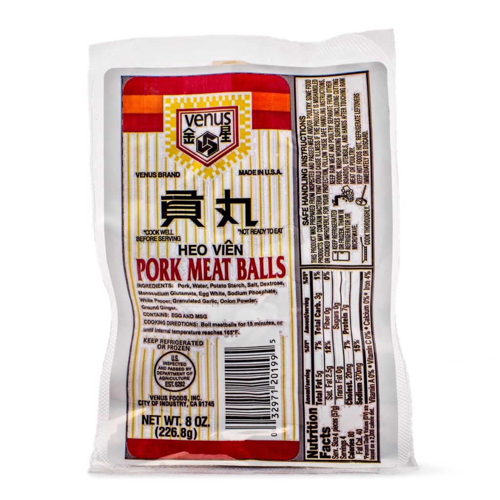 Venus Pork Meatballs, Frozen 8 oz