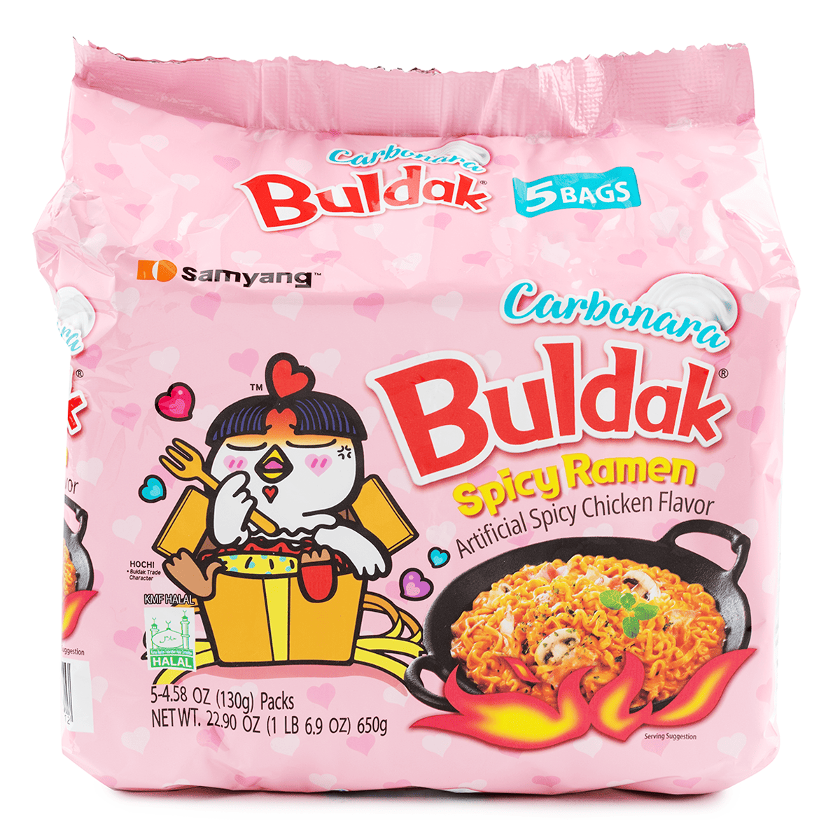 Samyang Buldak Ramen Carbonara Hot Chicken Flavor 4.58 oz*5 each