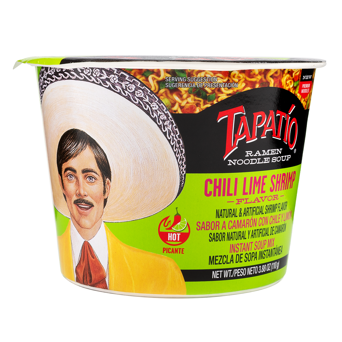 Tapatio Ramen Noodle Soup Cup, Chili Lime  Shrimp Flavor 3.88 oz