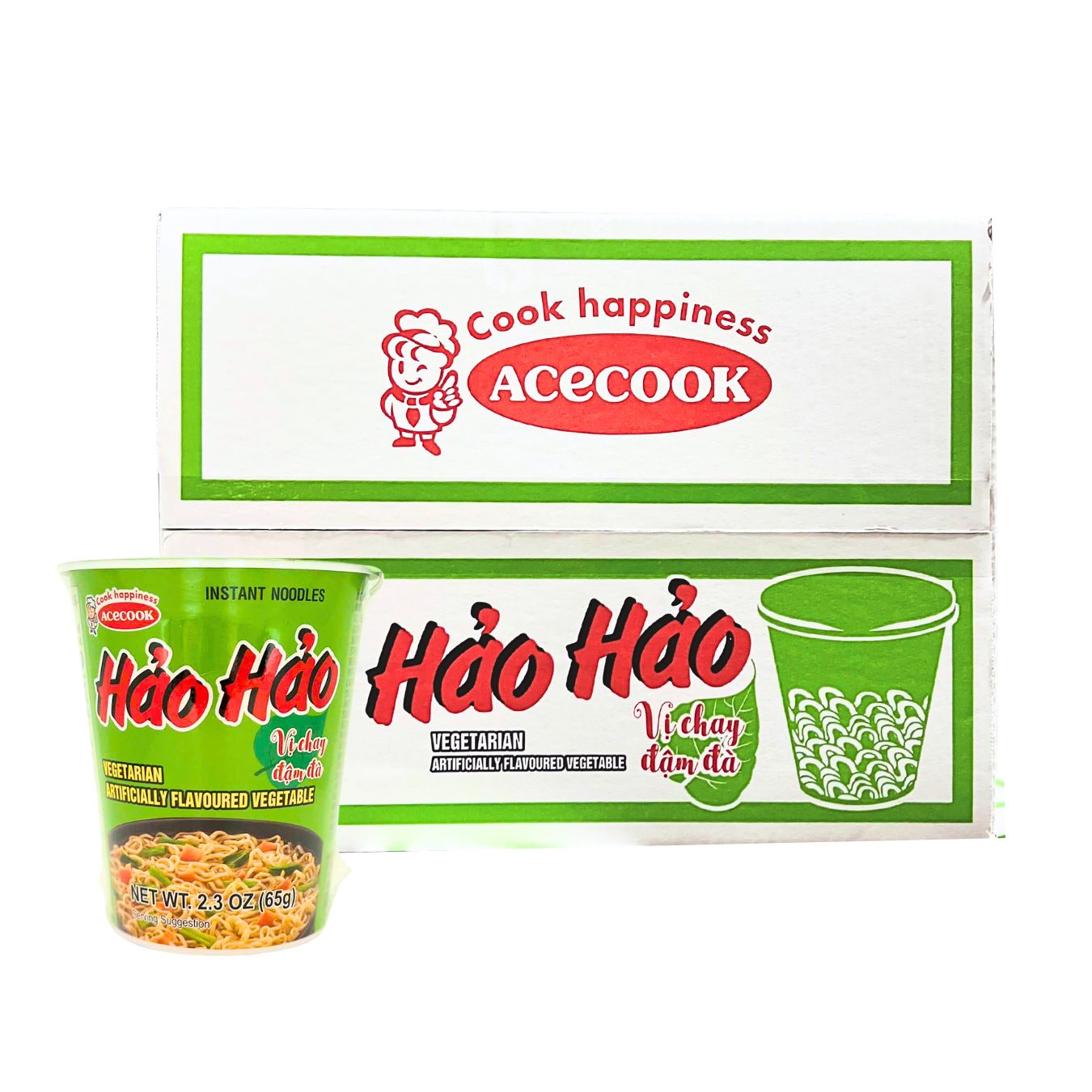 Acecook Hao Hao Vegetarian Instant Cup Noodle 2.3 oz*12 pack