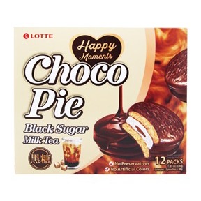 Lotte Chocopie, Black Sugar Milk Tea Flavor 12pk 336 g