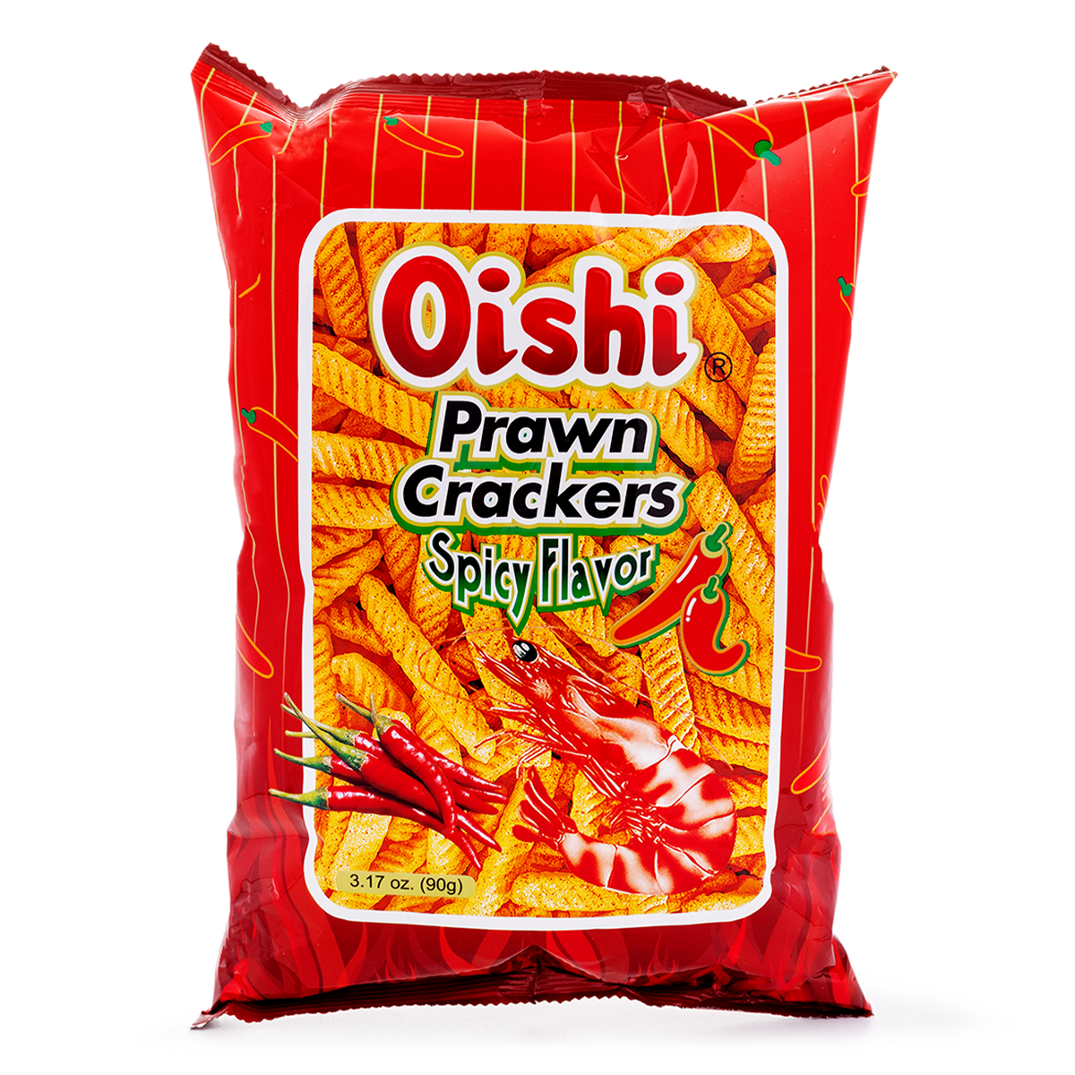Oishi Prawn Crackers Spicy Flavor, Jumbo Size 90 g