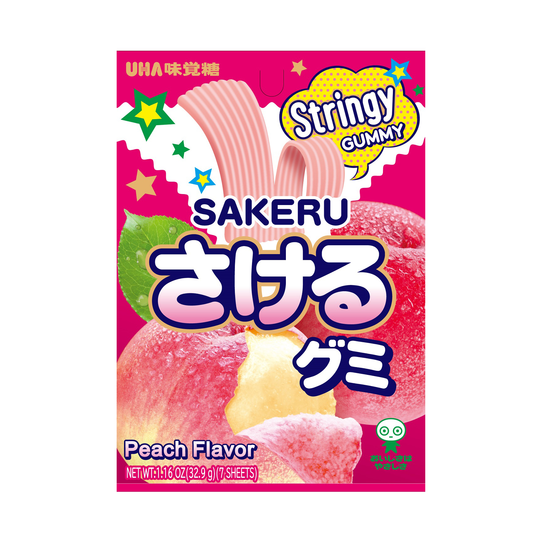 UHA Saker String Chewing Candy Peach Flavor 1.16 oz
