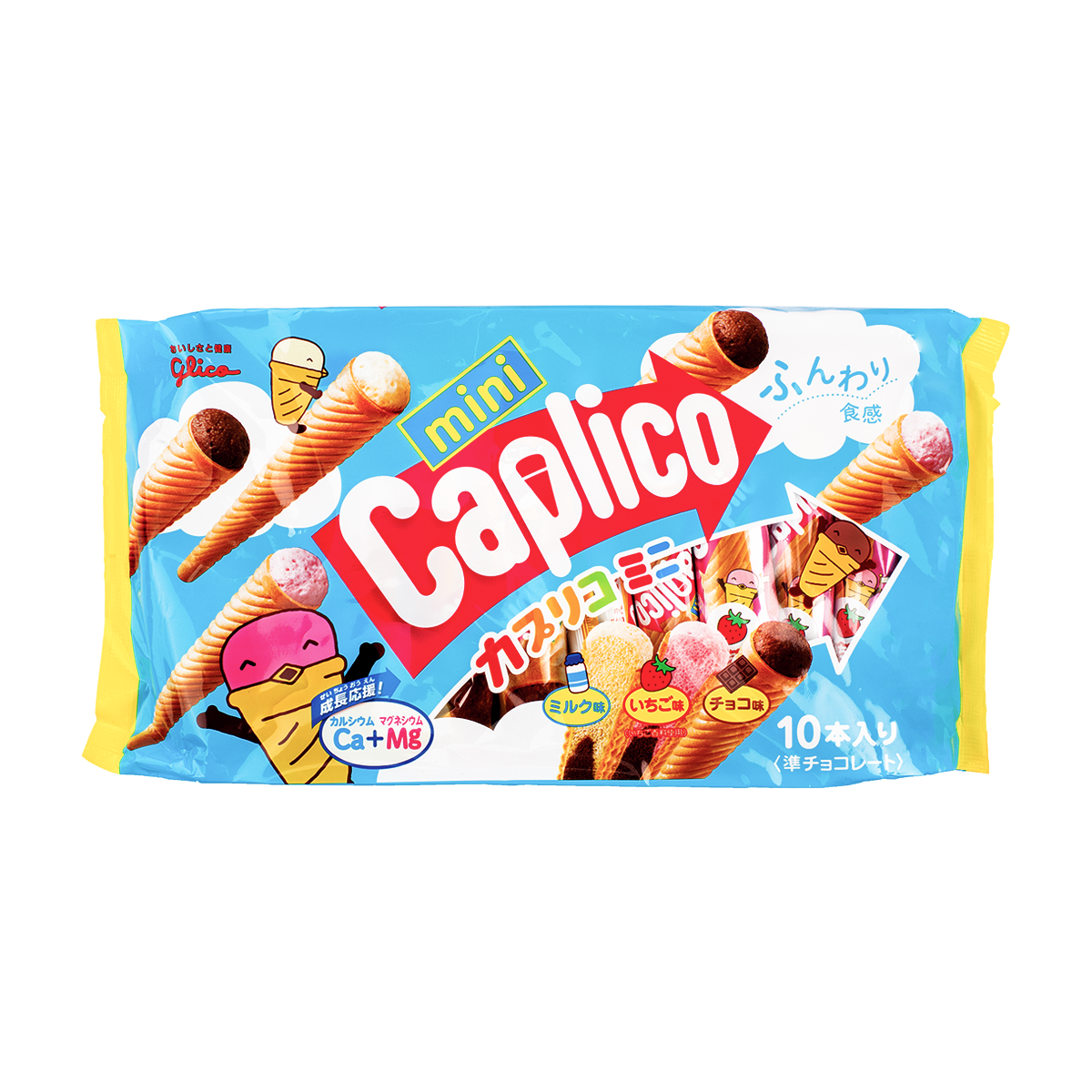 Glico Caplico Mini Cones,Milk,Strawberry,Chocolate Flavors 82.5 g